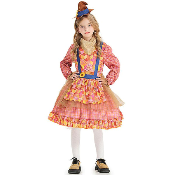 Wizard Toddler Girls Scarecrow Fancy Dress Up Halloween kostym 2023 Pojkar Scarecrow kostym Girls 10-12 Years Old