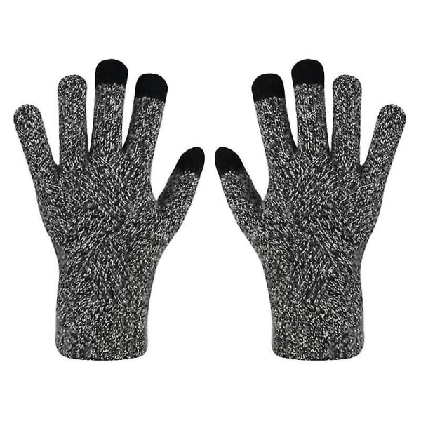 Kvinna Vinter Varmstickade Full Finger Handskar Herr Solid Woolen Touch Screen S-xl Style2