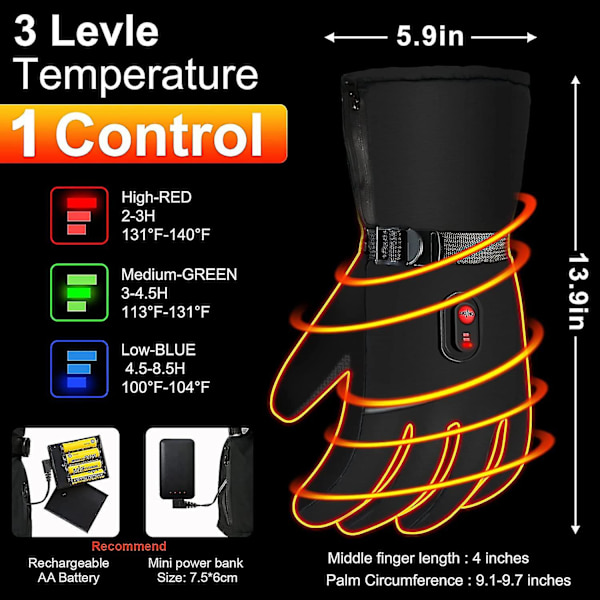 Uppvärmda handskar Uppladdningsbart elektriskt batteri Värmehandskar Pekskärmsuppvärmda handskar