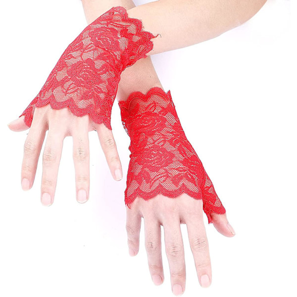 Spetshandskar Fingerlösa. Blommönster brudhandskar för korta bröllopshandskar present