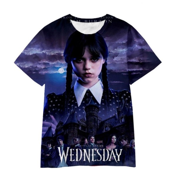2023 sommar ny onsdag Addams 3DT T-shirt pojkar och flickor 120cm