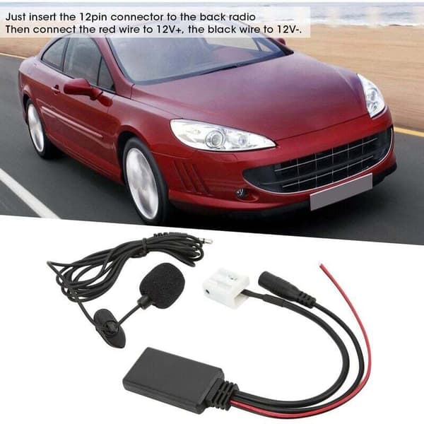 12-bens bilradio RD4 Bluetooth musik Aux lydkabeladapter erstatning til Citroen C2 C3 C4 C5 C6 C8 med mikrofon