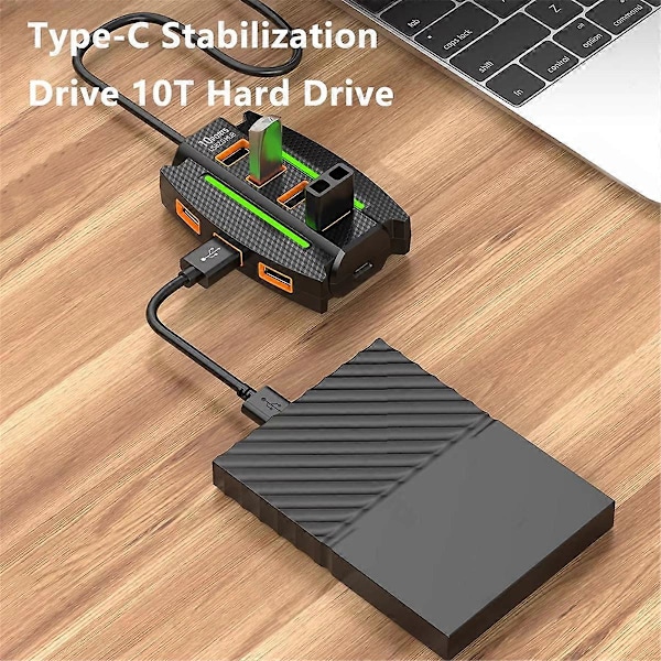1,2 M USB-keskitin 10 porttia USB 2.0 -jakaja kortinlukija USB-laajennin kannettavalle tietokoneelle PC-näppäimistölle hiirelle kovalevylle D