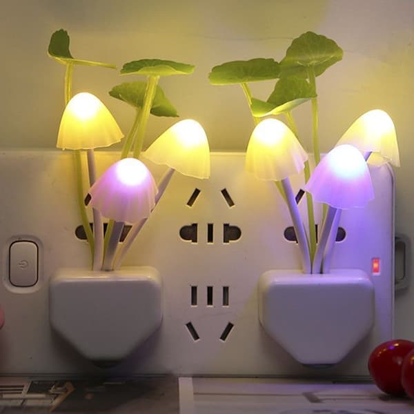2-pak Sensor LED Natlys, Farveskiftende LED Svampe Drømme Sengelys