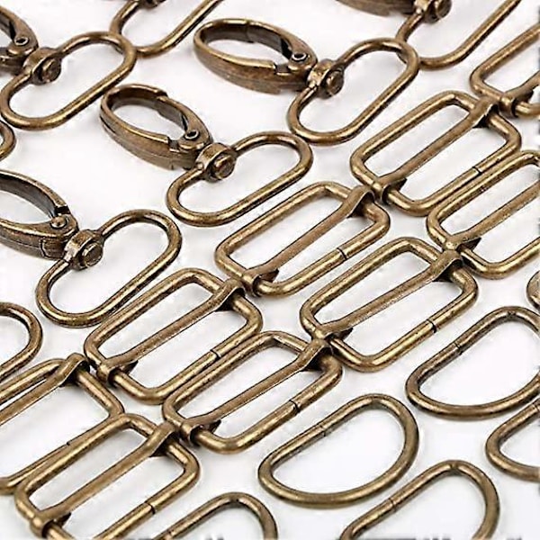 40 stk. Metal Tri-Glide Spænde + D-formede Ringe + Drejekroge + Magnetiske Syknapper DIY Tilbehør til Bælte Rygsæk Håndværkstasker