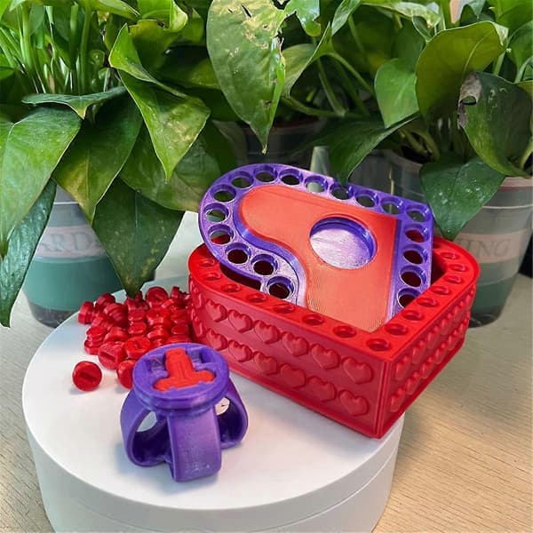3D-printad hjärtformad presentask Alla hjärtans dag-present Bröllopsförvaringslåda Ring Halsband Presentask