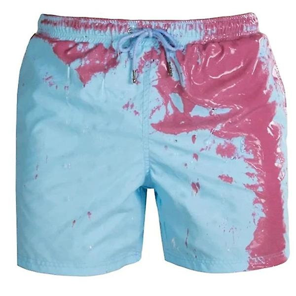 Sommar mäns färgskiftande strand badbyxor Shorts Shorts Blue M