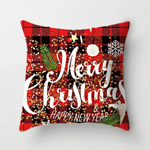 45x45cm Röd Vit Svart Gitter Jul Örngott God Jul Prydnader För Hem Xmas Nyår 2023 Soffa Bil Cover Green