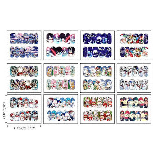 Jul Snöflinga Nagelstickers Inkluderar Snögubbe Älg Set Stickers