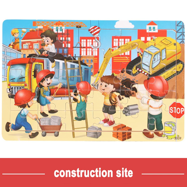 Pusselspel för fordon för trädjur för barn Jigsaw Baby Early Learning Pedagogiska leksaker för barn construction site