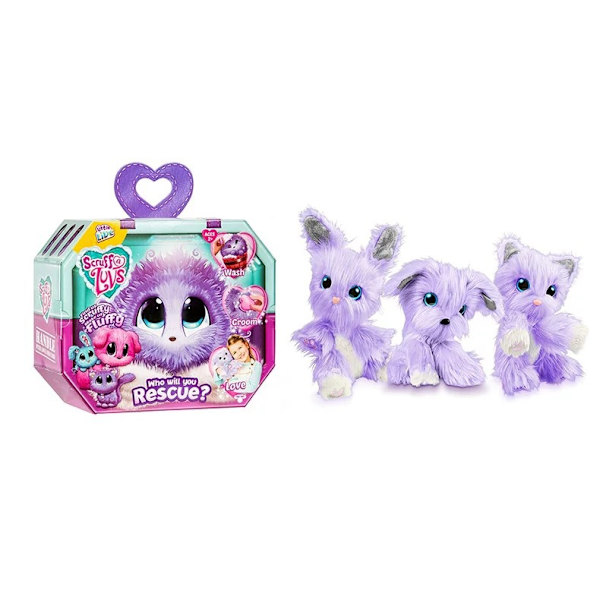 Scruff en Luvs Surprise Cat Plyschleksak rysk badhundsdocka purple rabbit