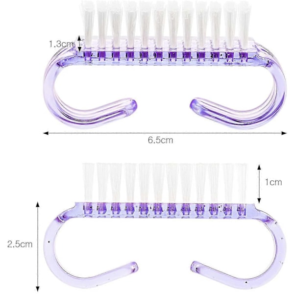 4 Stk. Neglbørste med Håndtak, Negleskrubb Rengjøringsbørste, Plast Tånegl Rengjøringsbørste, 6,6 x 1,3 x 3,6 cm (lilla)