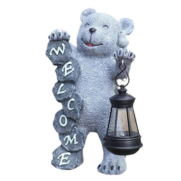 Trädgårdsbjörn Staty Solcell LED Björn Staty Välkomstskylt Trädgård Gård Golv Dekor Ornament