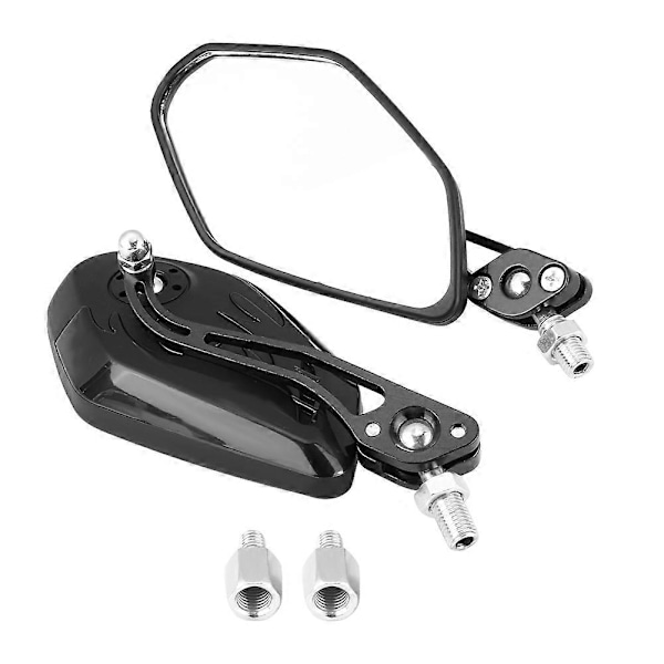 1 par 8mm 10mm Motorcykel Aluminium Flamme Mønster Bakspejle Kulfiber Sort