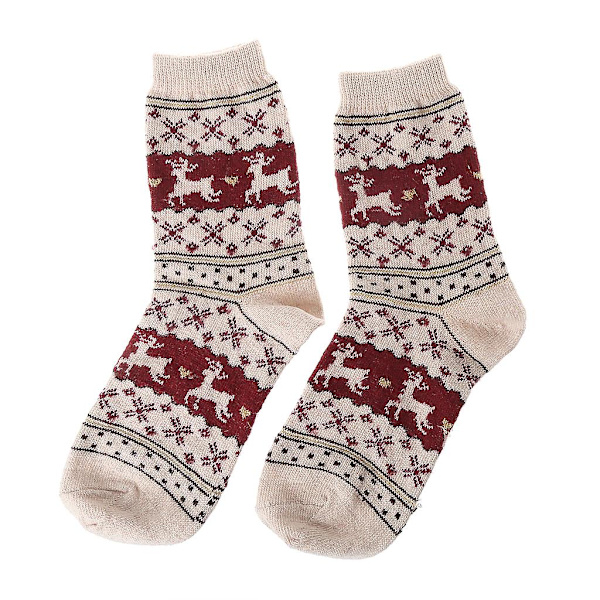 Dam Vinterstrumpor Julklapp Varma ullstrumpor Beige
