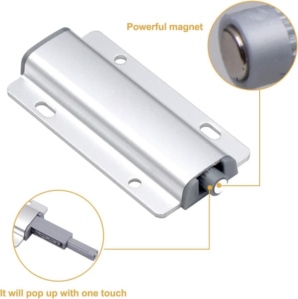 Tryck för att öppna dörrlås 2-pack skåp magnetiskt trycklås