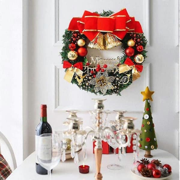 30 cm kunstig julekrans med dekorasjoner