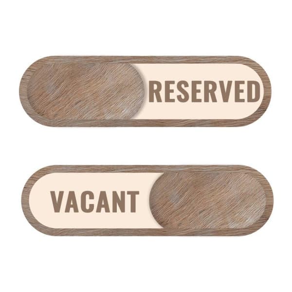 Privat rum bokat rum glidande status identifieringsetikett skylt restaurang spa dörrskylt