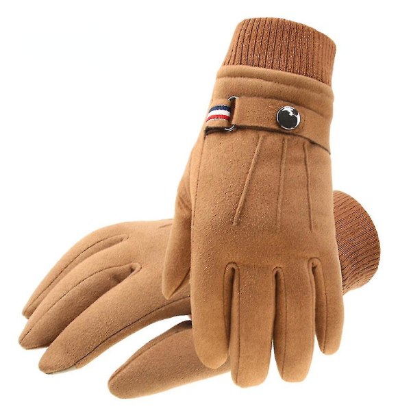 Vinterhandskar för män Pekskärmshandskar Mocka Varma Split Finger Handskar Utomhus Style2