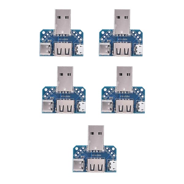 5 kpl USB-sovitinlevy Uros USB - Naaras TypeC 4P 2,54 mm Siirtokortti