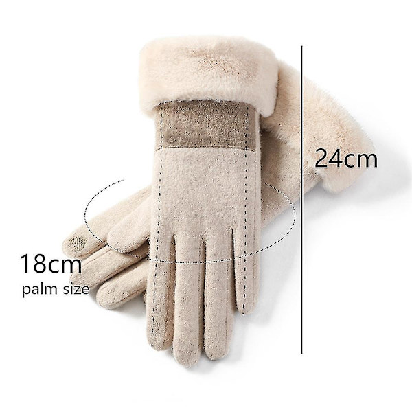 Vintervarma thermal med pekskärm med vindtäta fleecehandskar Skidåkning Xs-xxxl Apricot M