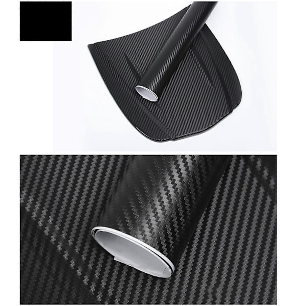 Karbonfiberstil Innpakningsfilm 3D Fortykket Bil Eksteriør Dekorativ Beskyttelse Innpakningsrull Klistremerker Dekal Svart 1.52mx30cm