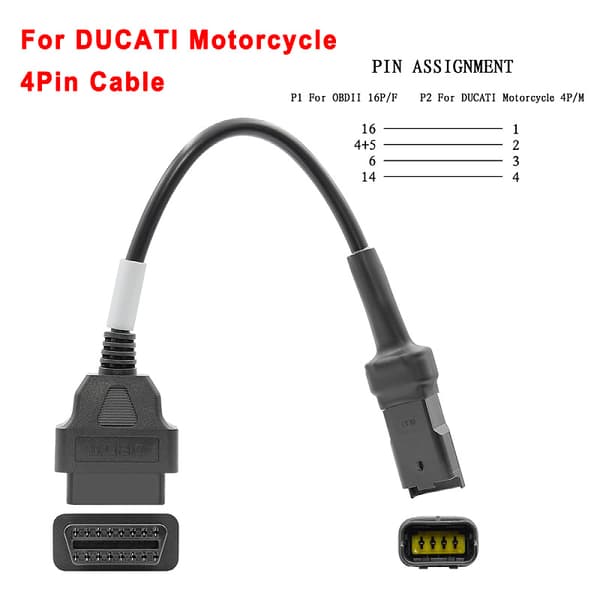 OBD 2 16-pin til Ducati 4-pin kabel Ducati 4-pin/4 PIN til OBD2