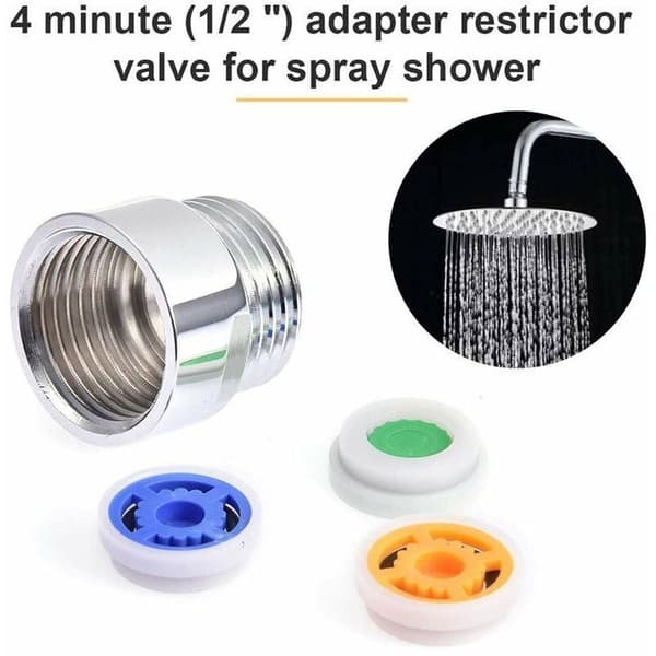 Duschvattenflödesbegränsare – 2-pack – Koppar – Justerbart flöde 4/7/9 l/min – Kompatibel med 95 % av kranarna