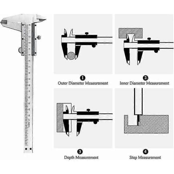 Professionel Vernier Caliper Rustfrit Stål Caliper 150mm Præcision Digital Rustfrit Stål Vernier Mikrometer Værktøj