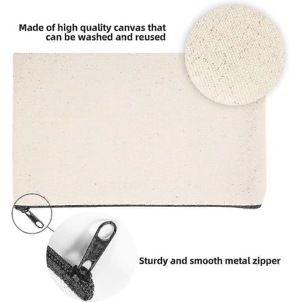 10 Pak Blanke DIY Håndværkstaske Lærred Blyantsæske Blanke Makeuptasker - Lærred Blyantpose Bulk Lærred Kosmetikpose Multi