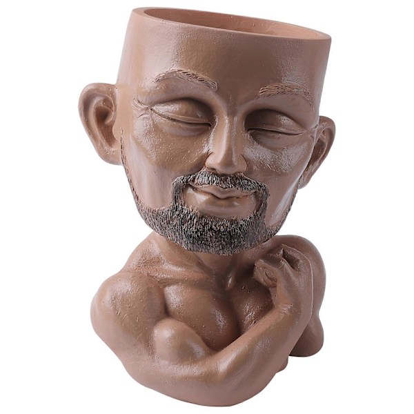 100% Nye Ansiktsblomsterpotter Hodeplanter, Resin Ansiktsplantere for Beefcake Guy Modell med Dreneringshull
