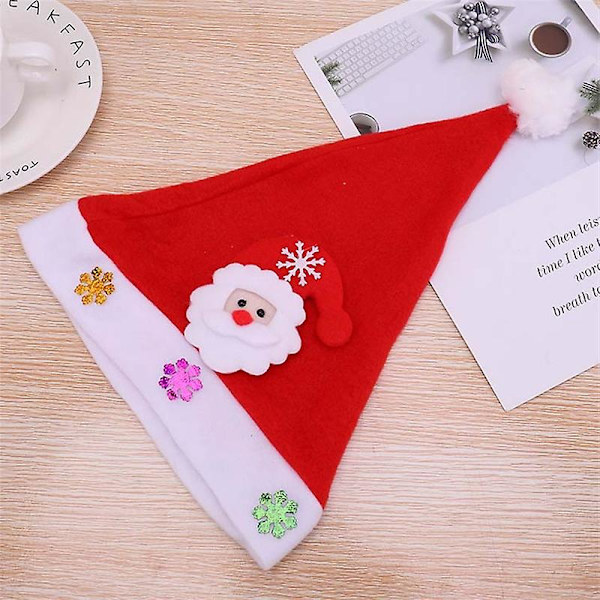 Jul Led Hat Nyår Söta Barn Vuxna Cap Navidad Barn Flicka Hatt Nyår Kostym Jultomten Jul Vinter Presentdekor Christmas hat 6 Adlut 30x40cm