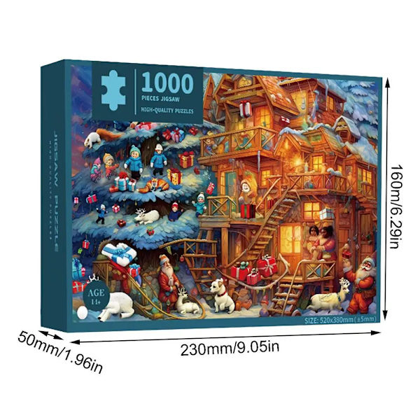 Jultomtepussel Jul 1000 bitar Trästicksåg Utmaning Svårighetsgrad Brain Storm Game Grossist Vuxna DIY Handgjorda hantverk 4