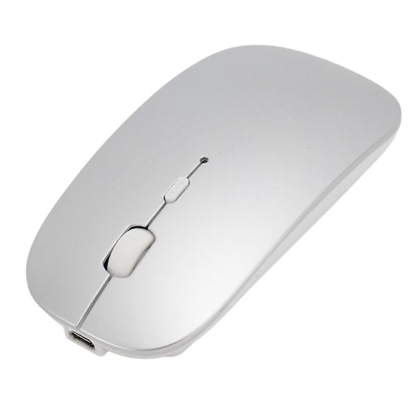 Trådlös Mus 2.4G Bluetooth Dubbellägesmus 3 DPI Justerbar Tyst Drift Ergonomisk Uppladdningsbar Mus för Dator Laptop Silver