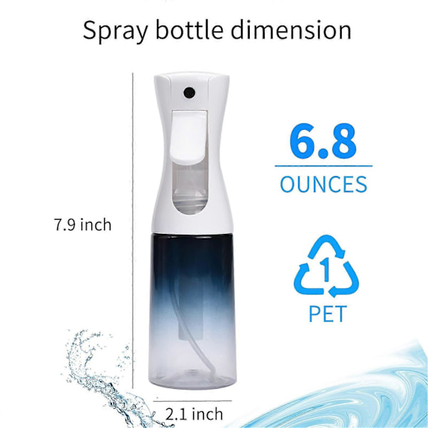 Hårsprayflaskor, 2-pack Kontinuerlig Vatten Mister Sprayflaska Tom för Hårstyling, Vattenflaska