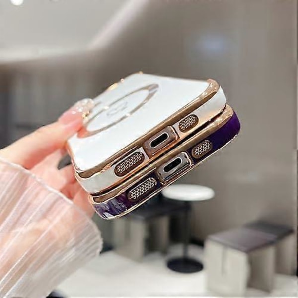 Kotelo iPhone 16 6.1\" puhelimelle [Yhteensopiva MagSafe kanssa] Söpö pinnoitettu sydänkuvioinen kotelo kameran suojauksella, pehmeä iskunkestävä TPU-puskurikotelo f