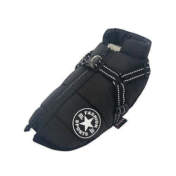 Höst Vinter Husdjursväst Husdjursvalp Hund Katt Varm vadderad kappa Sele Zip Jacket Black XL
