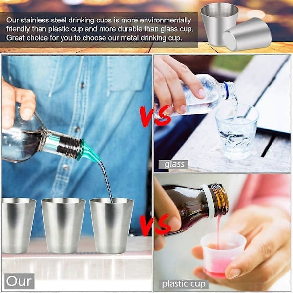 4-pack 30ml Rostfritt Stål Kopp Livsmedelsgodkänd Metall Resekopp Camping Vattenkopp Mugg Mini Portabel Shotglas Set