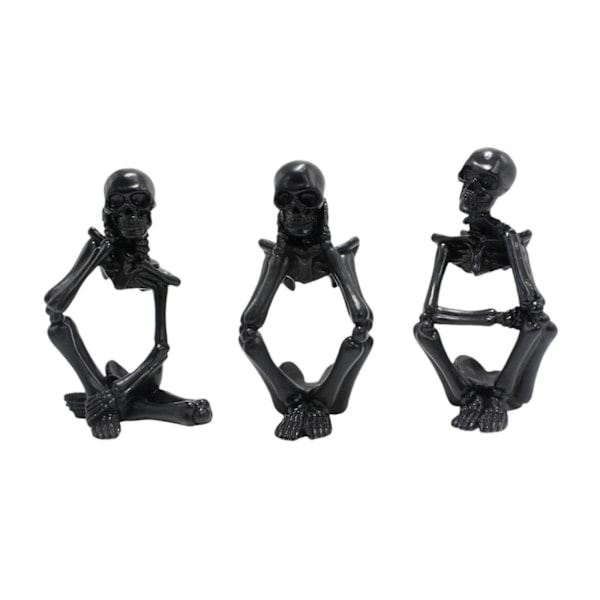 3 stk. Skelet Figur Halloween Miniature Resin Kranie Statue til Boligindretning