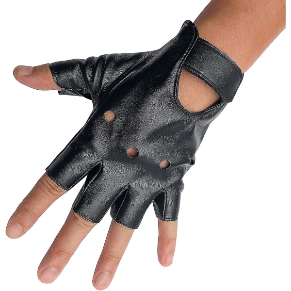 Män Fingerless Pu-läderhandskar Körhandskar Steampunk Gothic Half Finger