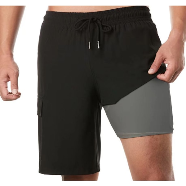 2025 Nya Strandshorts Herr Sporttrend 3D Digitaltryck Dubbla Lager Byxor, Storlek L