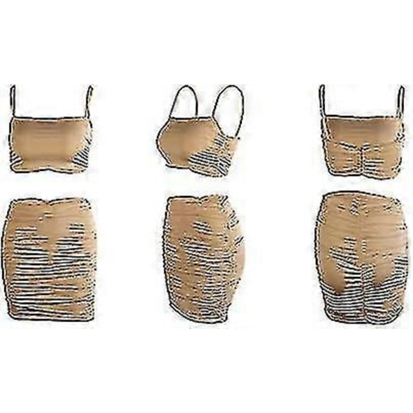 Naisten 2-osainen asusetti Rypytetty Cami Crop Top Bodycon Hame Mini Club Mekko