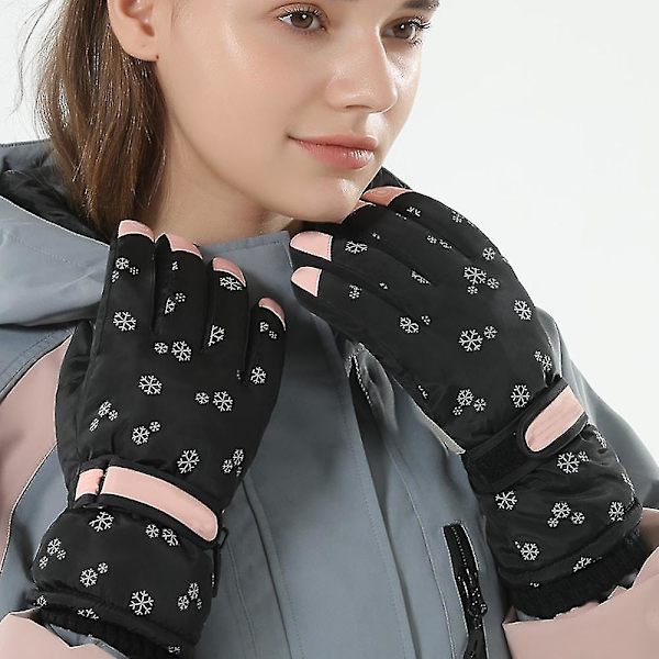 Snöhandskar Vattentäta vinterskidhandskar Varma neutrala handskar Elegant Black (Snowflake) SK22
