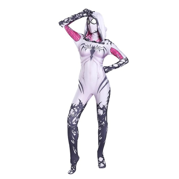 Spider Gwen Stacy Cosplay Dräkt Symbiote Venom Carnage Mask Huva Zentai Kostym Anti-gwenom För Kvinnor Flickor Halloween Outfit Hög kvalitet 1 M