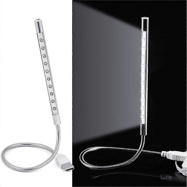 Kannettava Tyylikäs Kirkas USB 10 LED-lampun valo PC:lle/kannettavalle tietokoneelle, hopea