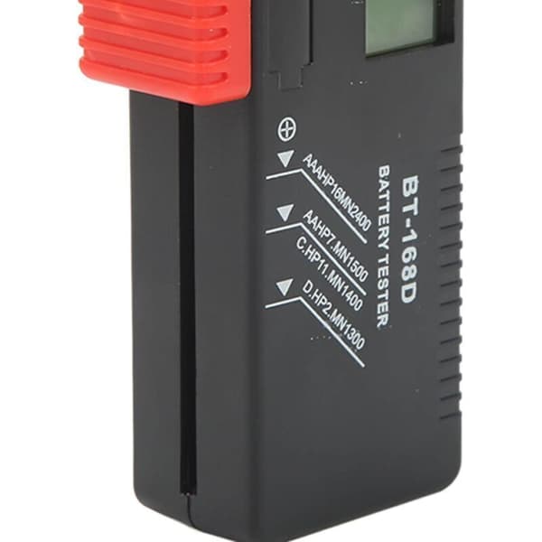 Digital batteritester. Universell batteritester. Egnet for AA, AAA, CD, PP3, 9V og 1,5V batterier.