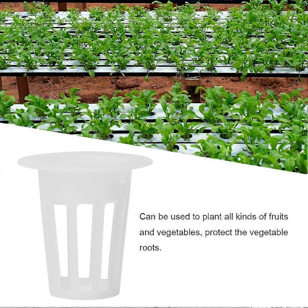 100 stk. Drivhus Hydroponisk Net Pot Jordløs Dyrkning Plante Blomst Dyrkningskurv Hvid