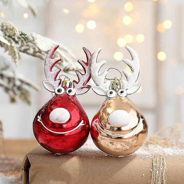 2 st Älg Julkulor Ornament Xmas Tree Hanging Bauble Pendant Christmas D