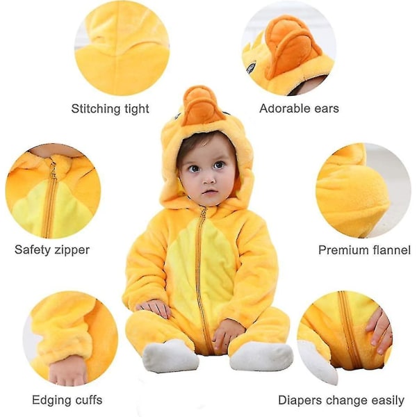 Unisex baby Vinter Höst Flanell Huva Romper Cosplay Jumpsuit Hög kvalitet Duck 19 24 Months