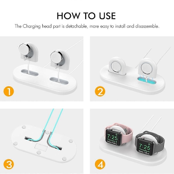 AHASTYLE PT116 for Apple Watch Dual Position Ladestativ Smart Watch Lader Holder Base - Hvit